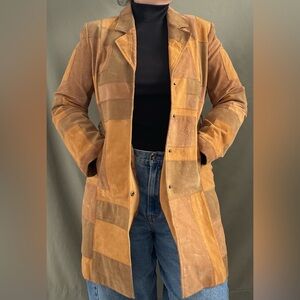 Vintage Le Chateau Suede Patchwork Trench